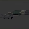 Futuristic Sci Fi Weapon Blaster With Multi Barrel Design And Metallic Mechanical Components 3d model