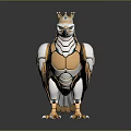 Crowned Royal Eagle With Mechanical Metallic Golden Silver Body And Detailed Design