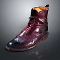 Burgundy Leather Brogue Boots With Laces Classic Design And Leather Sole
