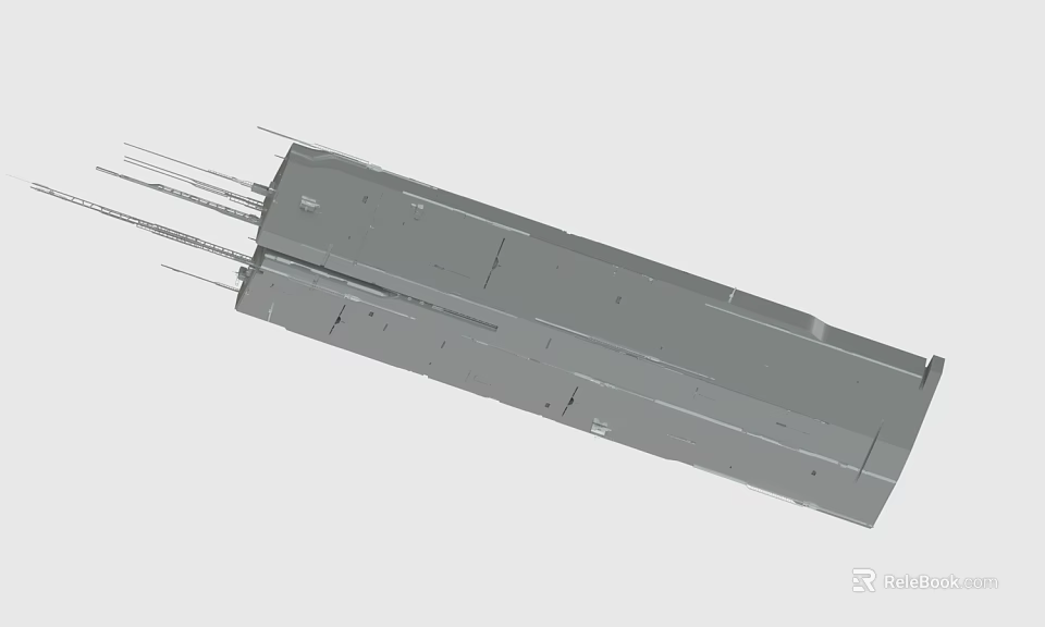 Gray Industrial Mechanical Part Rectangular Cuboid With Multiple Metal Rods 3d model 