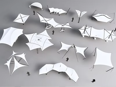 Modern Tensile Membrane Structures With Various Shapes And Outdoor Designs 3d model