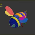 Cute Cartoon Bee Stuffed Toy With Blue Yellow Stripes And Transparent Wings