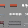 Various Public Chairs Featuring Different Colors And Metal Frame Designs 3d model