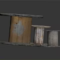 Rustic Wooden Spools in Different Sizes for Home Decor and Crafts 3d model