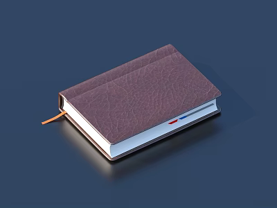 Elegant Leather Bound Notebook With Brown Cover Texture And Ribbon Bookmark On Dark Background 3d model
