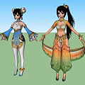 Game and Movie Characters in Elaborate Traditional Costumes with Vibrant Colorful Designs
