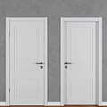 Modern White Hinged Doors With Frames Against Gray Wall In Home Interior Design 3d model