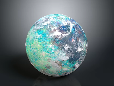 Colorful Detailed 3D Earth Globe Model With Blue Green White Surface 3d model