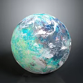 Colorful Detailed 3D Earth Globe Model With Blue Green White Surface