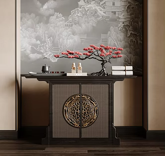 New Chinese-style Entrance Cabinet 3d model