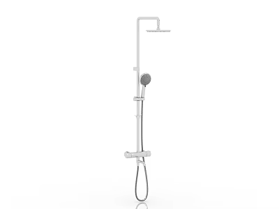 Modern Wall Mounted Shower System with Rainfall Head and Handheld Sprayer on Adjustable Rod 3d model