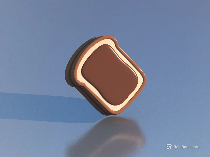 Delicious Toast With Chocolate Spread On Blue Background And Reflection 3d model 