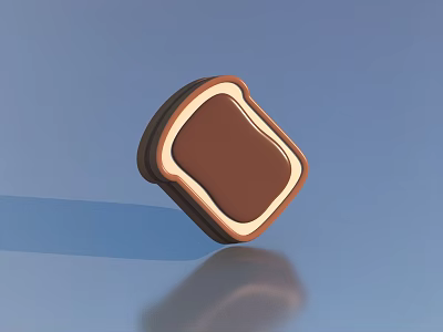 Delicious Toast With Chocolate Spread On Blue Background And Reflection 3d model