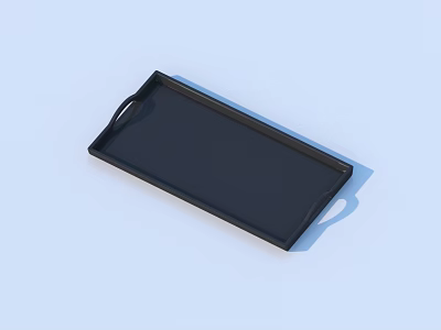 Black Rectangular Household Tray with Handles Modern Design for Home Use 3d model