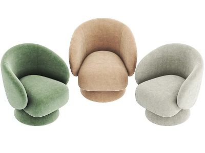 Modern Leisure Chairs In Green Brown And Gray With Round Comfortable Design 3d model