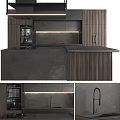 Modern Kitchen Interior With Dark Wooden Cabinets And Island Counter Lighting