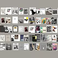 Varied Books and Magazines Display With Colorful Black White Covers And Artistic Themes