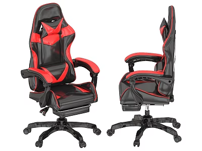 Ergonomic High Back Office Chair With Black Red Leather And Adjustable Design 3d model