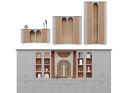 Modern Wine Cabinet Design With Glass Doors Wooden Panels And Storage Shelves 3d model