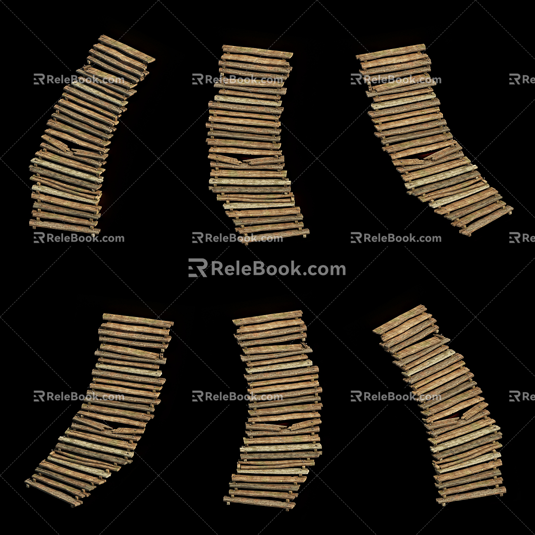 Pastoral Ladder Wooden Ladder 3d model