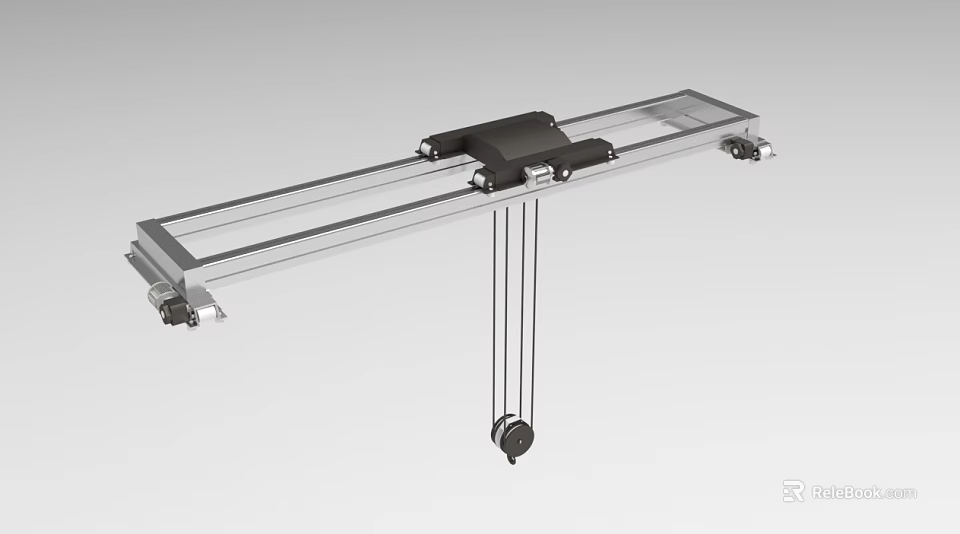 Industrial Linear Rail Equipment With Metal Track And Hanging Drive System 3d model 