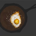 Traditional Cast Iron Skillet Frying Perfect Sunny Side Up Egg in Oil