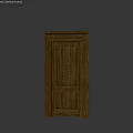 Wooden Swing Door with Vertical Stripes Circular Panel Golden Handle Modern Design Solid Wood Texture