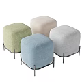 Modern Sofa Stools In Multiple Colors With Soft Cushions And Metal Legs