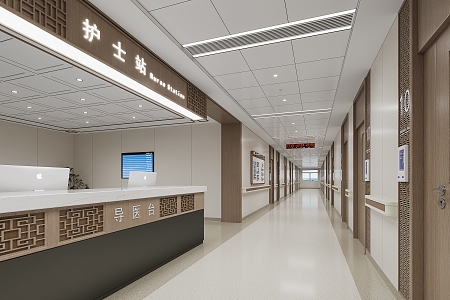 Hospital nurse station walkway 3d model