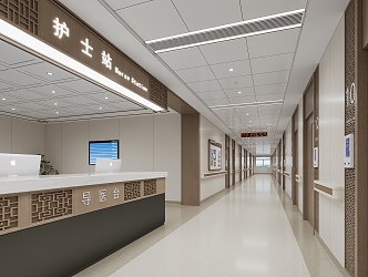 Hospital nurse station walkway 3d model