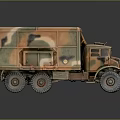 Vintage Military Truck Model With Camouflage Paint And Six Wheeled Cargo Bed