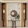 Modern Foyer With Marble Wall Sconces Console Table And Plant 3d model