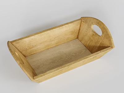 Natural Wooden Tableware Set With Serving Tray And Handle Design 3d model