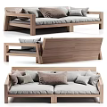 Modern Two-Seater Sofa with Wooden Frame Light Gray Cushions and Mixed Color Pillows
