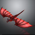 Red Dragon Mythical Creature Character With Majestic Wings In Dark Setting