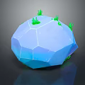 Blue Polygonal Stone Decorative Object With Green Grass On Surface Design 3d model