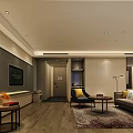 Elegant Hotel Guest Room Interior With Comfortable Sofa Area King Bed And Large Window Curtains