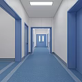 Sterile Operating Room With Surgical Table Medical Lights Cabinets And Blue Floor