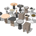 Modern Side Table Simple Round Tea Table 3d model