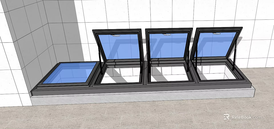 Modern Residential Building With Multiple Open Glass Windows And Frame Design 3d model 