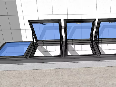 Modern Residential Building With Multiple Open Glass Windows And Frame Design 3d model