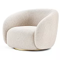 Modern Beige Single Sofa With Rounded Armrests And Gold Base For Living Room