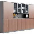 Modern Wooden File Cabinet Interior with Glass Doors Drawers and Display Storage