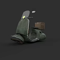 Vintage Green Scooter With Windshield Rear Storage Box And Retro Design
