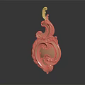 Ornate Golden Decorative Carved Component With Curly Patterns And Shiny Surface 3d model