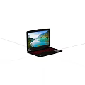 Modern Open Laptop With Scenic Screen Display And Red Backlit Keyboard