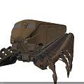 Golden Mechanical Spider Train With Long Legs And Metallic Body