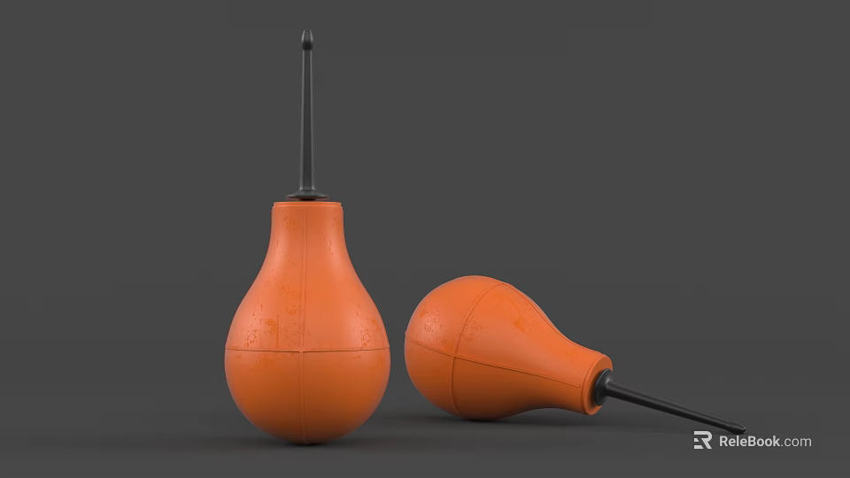 Two Orange Table Lamps in Upright and Tilted Positions on Gray Background 3d model 