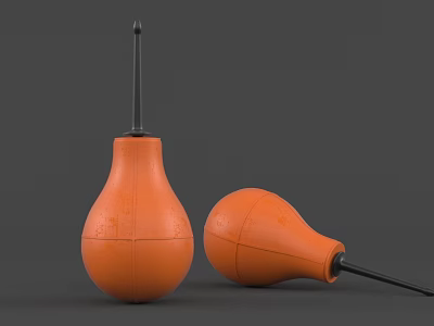 Two Orange Table Lamps in Upright and Tilted Positions on Gray Background 3d model