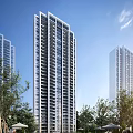 Modern High Rise Residential Building With Trees And Clear Sky